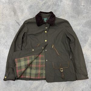 Lauren Ralph Lauren Women’s Olive Green Field Jacket Size M Corduroy Collar